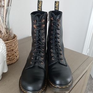Doc Martens 1490 Rose Gold hardware leather mid calf boots